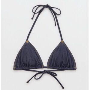 Aerie Denim String Triangle Bikini Top + Cheekiest Tie Bottom